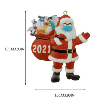 2021 Карантина Коледа Най-добри пожелания Декорация за парти Подарък Дядо Коледа с маска Персонализирано украшение за коледно дърво Всички серии