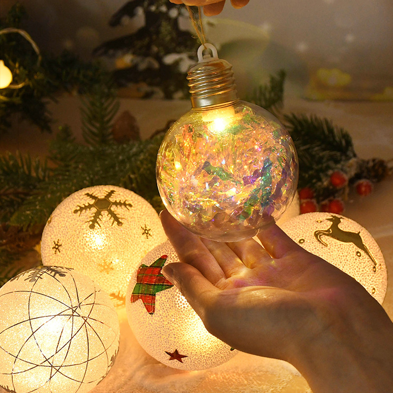 8 cm jõulukaunistused pallid LED pirnid tuled rippuvad jõulupuu rippuvad kaunistused 2023. aasta uusaasta kingitused Navidad Decor