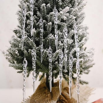 Icicle Ornament 12бр. Коледно дърво Висящи Icicle Drop Орнаменти Акрилен изкуствен зимен висящ декор за коледно дърво