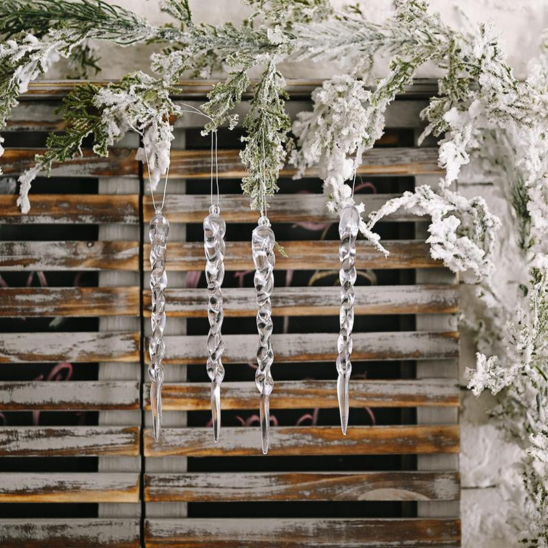 Jääpurikaornament 12 tk Rippuv jõulupuu jääpurikaornament Akrüül Kunstlik talvine rippuv kaunistus jõulupuu