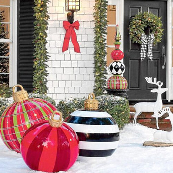 Μεγάλες χριστουγεννιάτικες μπάλες 60 εκ. Διακοσμήσεις χριστουγεννιάτικων δέντρων Ατμόσφαιρα εξωτερικού χώρου Φουσκωτά μπιχλιμπίδια Παιχνίδια για δώρο στο σπίτι με μπάλα στολίδι