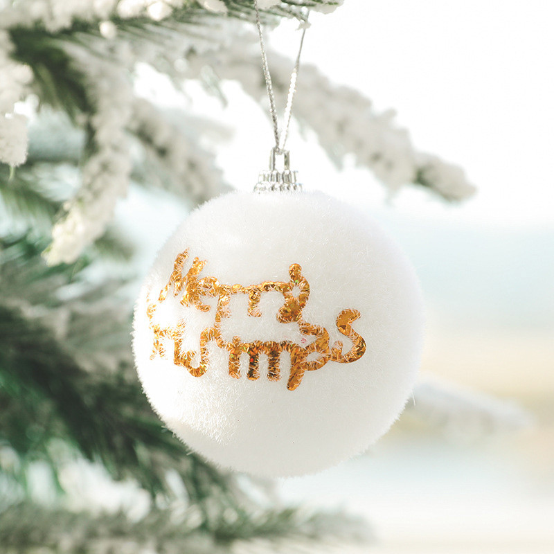 6tk valged jõulupallid ripatsidega ehted Põdra tähestikuga lumehelbed uusaasta 2023 XMAS puu kroonlehe kujuga vahtpallid kaunistus