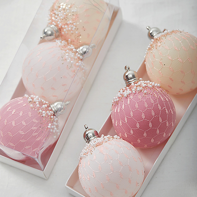 Jõulukaunistused 12tk Heleroosa 6cm Galvaniseeritud roosipulber PVC Festivalitarbed Hotelli ostukeskuse aken