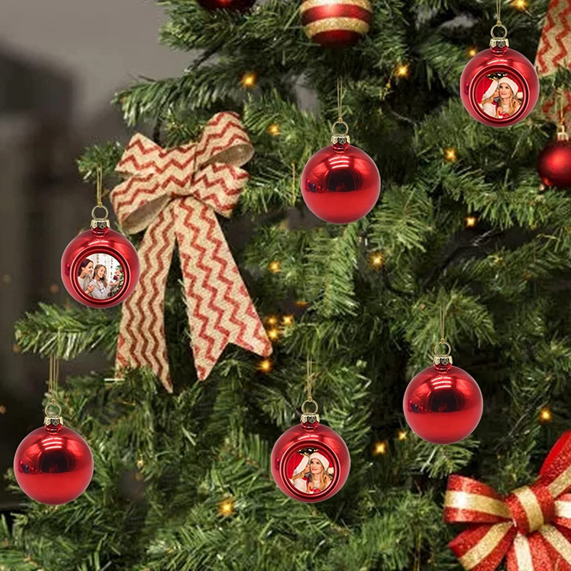 4/6/8CM DIY soojusülekanne Foto Jõulupalli kaunistused Täidetavad ehted jõulupuu purunemiskindel sisekujundus koos rippuvate tarvikutega