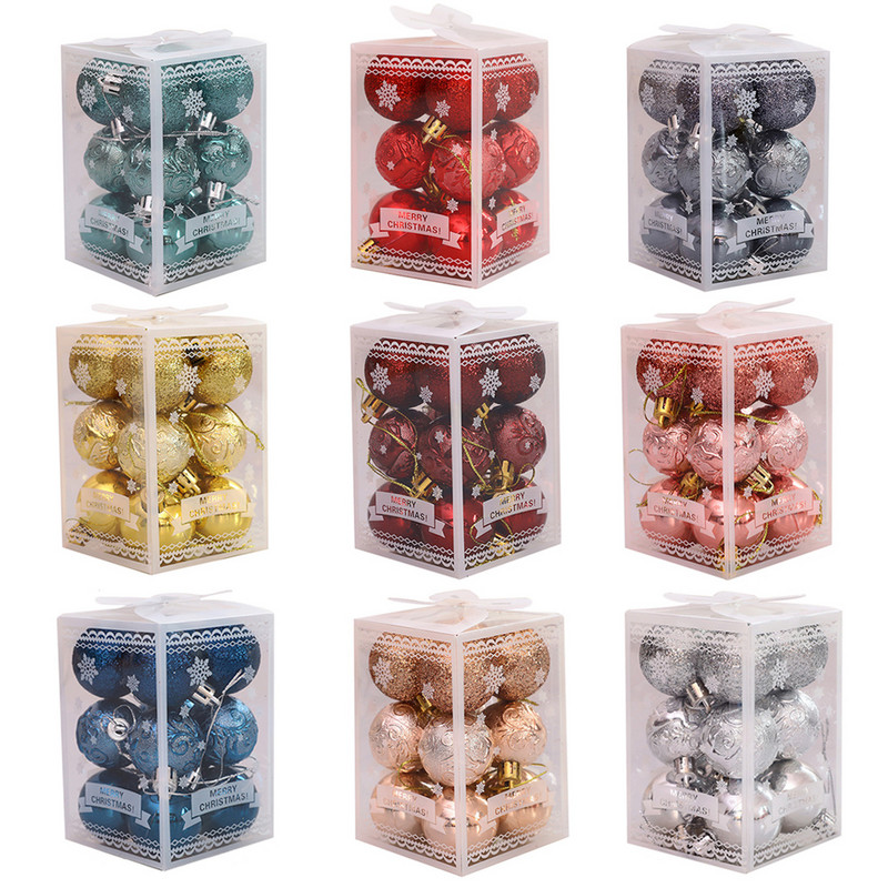 12 tk/1 komplekt Jõulupuu pallide kaunistused Jõulupall Punane Kuld Hõbedane Roosa Sinine Rippuv kodupeokaunistus