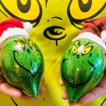 Зелено чудовище с блясък Декоративна висулка за коледно дърво 2022 Весела Коледа Украси за дома Коледни орнаменти Висяща висулка
