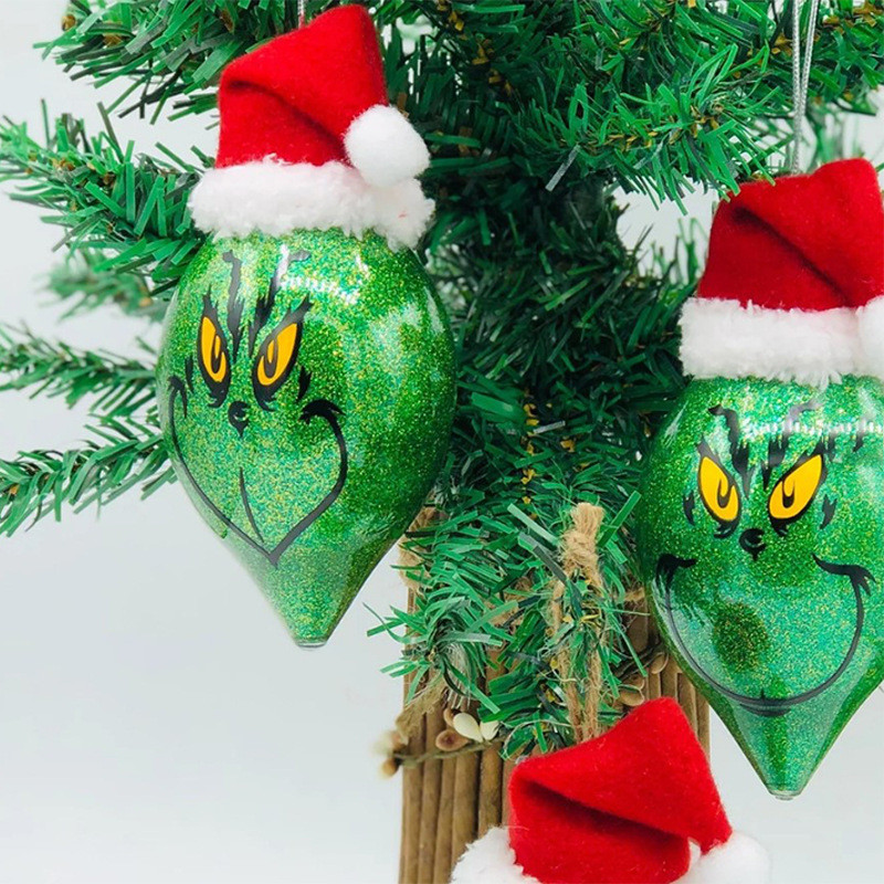 Rohelise koletise säraga dekoratiivne jõulupuu ripats, 2022, rõõmsad jõulukaunistused koduse jõulukaunistusega rippuv ripats