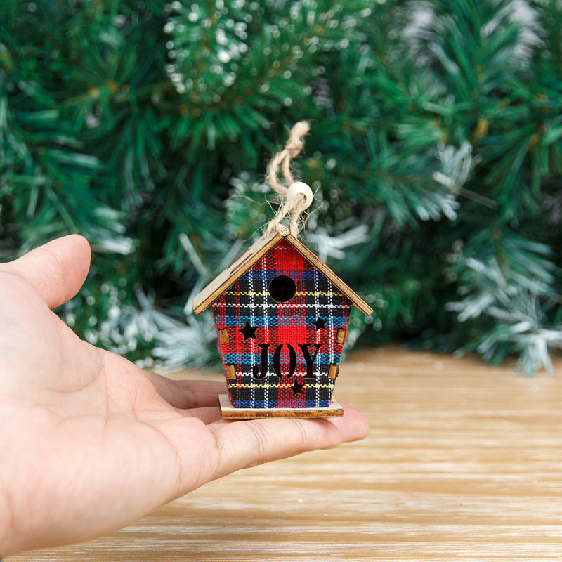 Puidust jõuluehted Punane maja Väike puitmaja ripatsehted Jõulupuu kaunistused Puhkusepeo Kodukaunistus