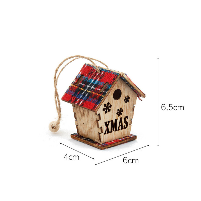 Puidust jõuluehted Punane maja Väike puitmaja ripatsehted Jõulupuu kaunistused Puhkusepeo Kodukaunistus