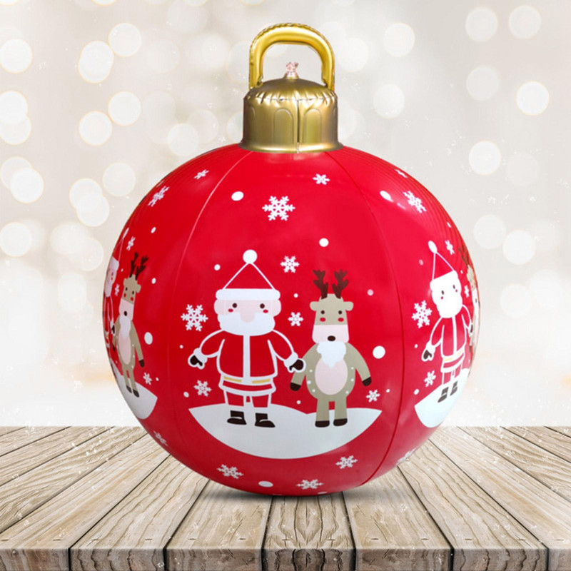 Täispuhutav jõulupallivalgusti 60 cm suur PVC täispuhutav dekoratiivne valguspall kaugjuhtimispuldi jõulupühade peo tarvikutega