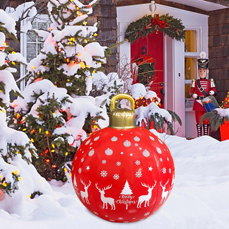 Täispuhutav jõulupallivalgusti 60 cm suur PVC täispuhutav dekoratiivne valguspall kaugjuhtimispuldi jõulupühade peo tarvikutega