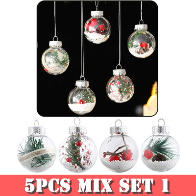 5 tk lumegloobus stiilis kristallist jõulupallid jõulupuu rippuvad kaunistused männikäbi sädelev jõulukaunistus Navidad Decor