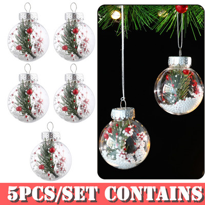 5 tk lumegloobus stiilis kristallist jõulupallid jõulupuu rippuvad kaunistused männikäbi sädelev jõulukaunistus Navidad Decor