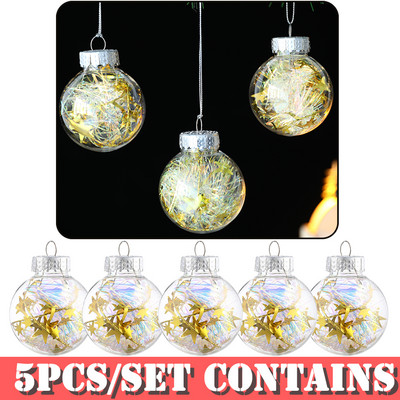 5 tk lumegloobus stiilis kristallist jõulupallid jõulupuu rippuvad kaunistused männikäbi sädelev jõulukaunistus Navidad Decor