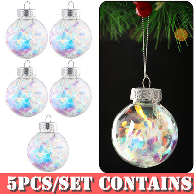 5 tk lumegloobus stiilis kristallist jõulupallid jõulupuu rippuvad kaunistused männikäbi sädelev jõulukaunistus Navidad Decor