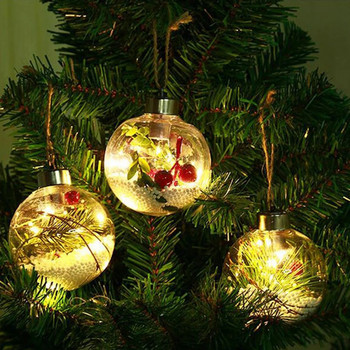 Χριστουγεννιάτικη διακόσμηση LED Φωτάκια μπάλας Χριστουγεννιάτικα στολίδια Κρεμαστά στολίδια Διαφανές φωτεινό μενταγιόν με λάμπα Πρωτοχρονιάς 2023 Διακόσμηση σπιτιού