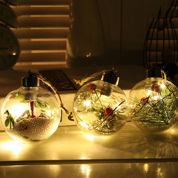 Χριστουγεννιάτικη διακόσμηση LED Φωτάκια μπάλας Χριστουγεννιάτικα στολίδια Κρεμαστά στολίδια Διαφανές φωτεινό μενταγιόν με λάμπα Πρωτοχρονιάς 2023 Διακόσμηση σπιτιού