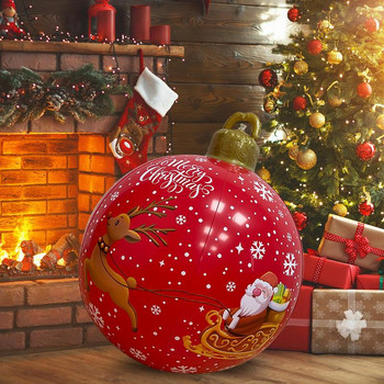 Φουσκωτό Χριστουγεννιάτικο Μπάλα 24 ιντσών Μεγάλη Διακοσμημένη Μπάλα Χριστουγέννων Φουσκωτό Διακοσμητικό Μπάλα για την αυλή του κήπου