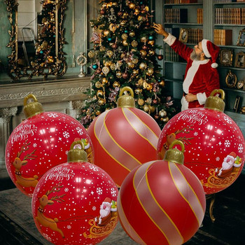 Светеща надуваема коледна топка 24-инчова голяма украсена топка на открито Коледна надуваема топка за декорации за градински двор