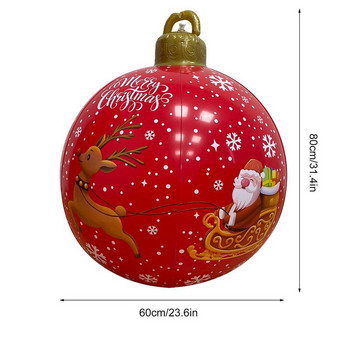 Светеща надуваема коледна топка 24-инчова голяма украсена топка на открито Коледна надуваема топка за декорации за градински двор