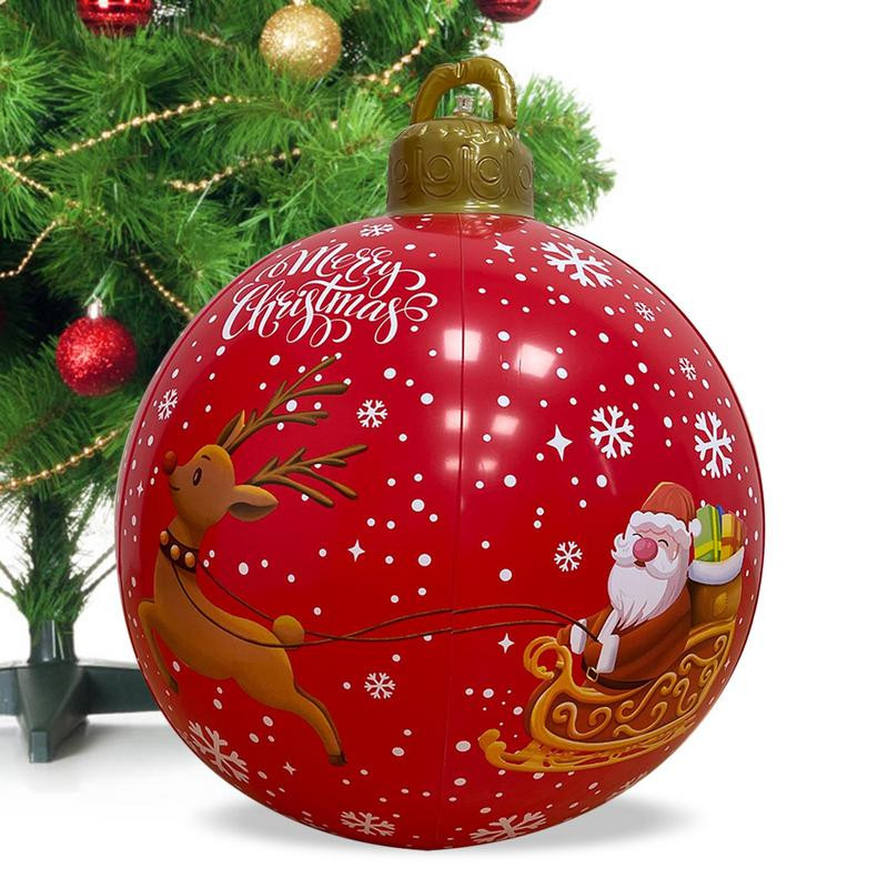 Valgustatud täispuhutav jõulupall, 24-tolline, suur välikaunistusega pall, täispuhutav jõulukaunistuspall aiahoovi