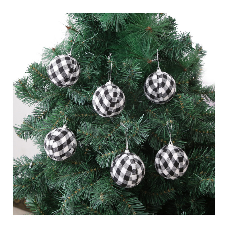 6/24 TK Jõuluruuduline kangaspall Dekoratiivne ruuduline pall Jõulupuu rippuvate kaunistuste festivali kodupeovarustus DCS