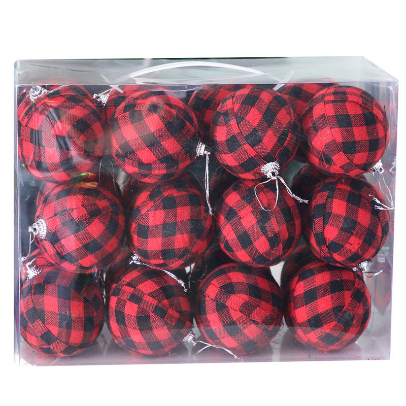 6/24 TK Jõuluruuduline kangaspall Dekoratiivne ruuduline pall Jõulupuu rippuvate kaunistuste festivali kodupeovarustus DCS