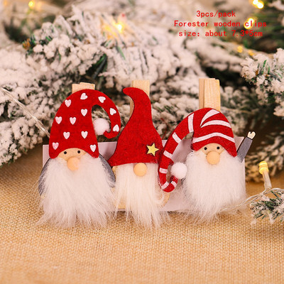 Χριστουγεννιάτικα ξύλινα κλιπ Santa Snowman Deer Χριστουγεννιάτικα στολίδια για το σπίτι Χριστουγεννιάτικα ξύλινα κρεμαστά κλιπ Πρωτοχρονιάς 2023 Διακοσμητικά μανταλάκια φωτογραφιών