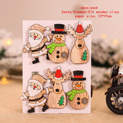 Χριστουγεννιάτικα ξύλινα κλιπ Santa Snowman Deer Χριστουγεννιάτικα στολίδια για το σπίτι Χριστουγεννιάτικα ξύλινα κρεμαστά κλιπ Πρωτοχρονιάς 2023 Διακοσμητικά μανταλάκια φωτογραφιών