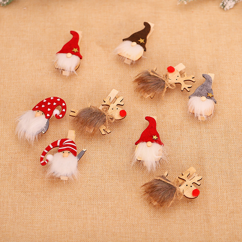 Jõulupuidust klambrid Jõuluvana Lumememm Hirved Jõulukaunistused koju Jõulud Puidust ripatsiklambrid Uusaasta 2023 Dekoratsioonifotopulgad