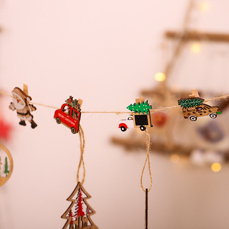 Jõulupuidust klambrid Jõuluvana Lumememm Hirved Jõulukaunistused koju Jõulud Puidust ripatsiklambrid Uusaasta 2023 Dekoratsioonifotopulgad