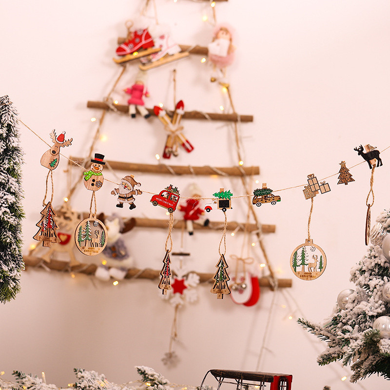 Jõulupuidust klambrid Jõuluvana Lumememm Hirved Jõulukaunistused koju Jõulud Puidust ripatsiklambrid Uusaasta 2023 Dekoratsioonifotopulgad