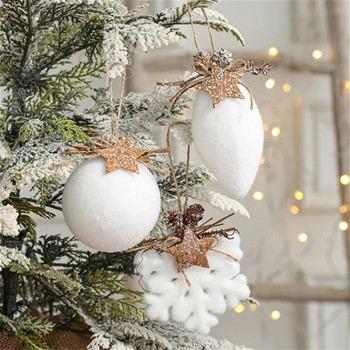 Dia 80mm Λευκή Χριστουγεννιάτικη Μπάλα Snowflake Water Drop Bell Διακοσμητικά Χριστουγεννιάτικου Δέντρου Κρεμαστά μενταγιόν δέντρου Μπάλες δώρου