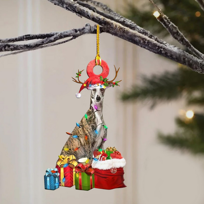 Висулка за коледно дърво 2023 г. Сладко кученце Смола Акрилно куче Капка Орнамент Нова година Празнични парти Консумативи Декорация на стаята Коледен подарък