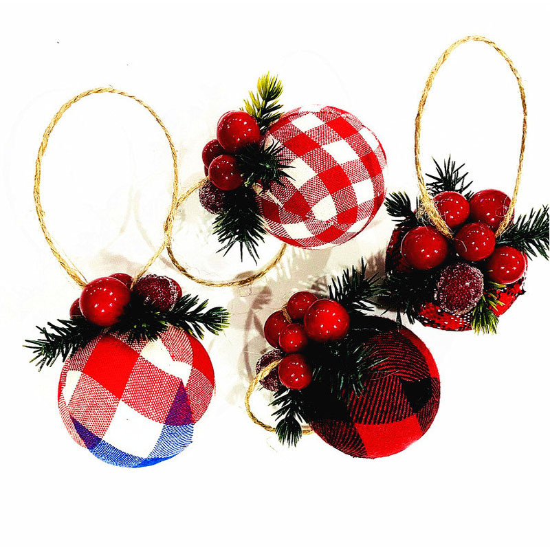Нови коледни подаръци Коледна украса 5-8 см топка от плат плюс украса Коледна висяща топка Декорация на прозорец Висулка