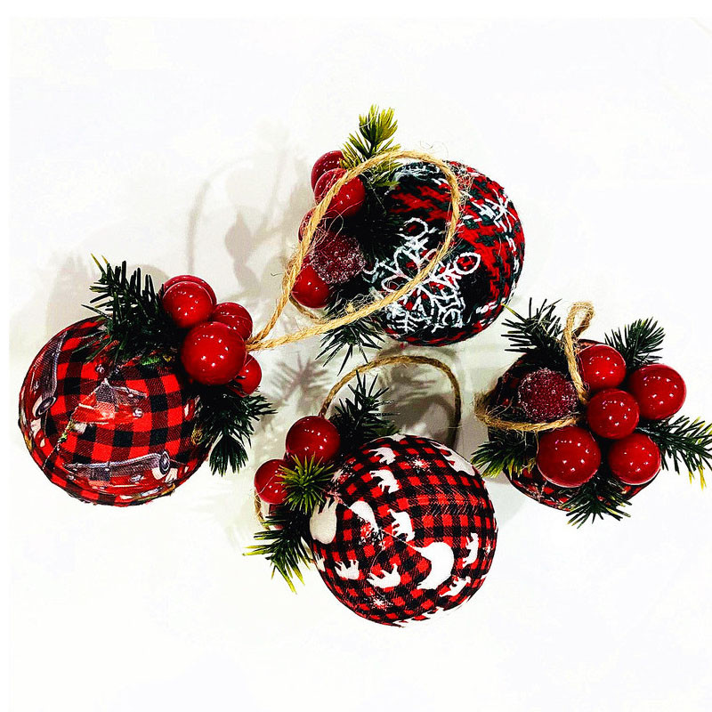 Нови коледни подаръци Коледна украса 5-8 см топка от плат плюс украса Коледна висяща топка Декорация на прозорец Висулка