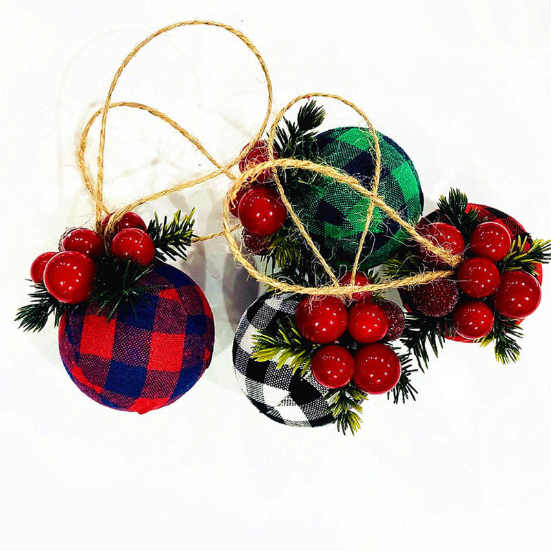 Нови коледни подаръци Коледна украса 5-8 см топка от плат плюс украса Коледна висяща топка Декорация на прозорец Висулка