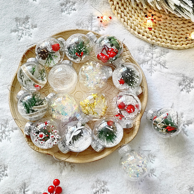 12 бр./кутия Коледни топки Декорация Коледно борово дърво Орнамент Коледна прозрачна кристална топка Висящи висулки Navidad 2023