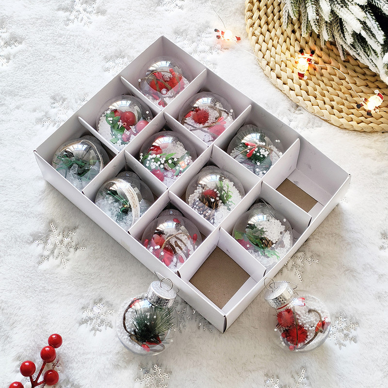 12 бр./кутия Коледни топки Декорация Коледно борово дърво Орнамент Коледна прозрачна кристална топка Висящи висулки Navidad 2023