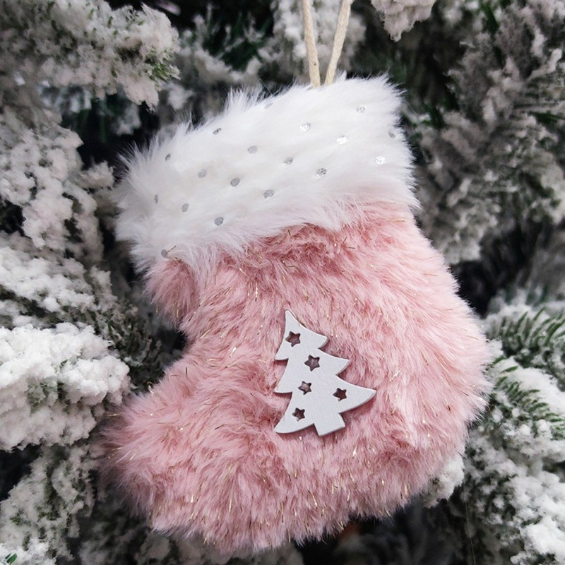 Розови коледни ботуши Висулка Коледна елха Висящи коледни обувки Орнаменти Коледна украса за дома 2023 Navidad Нова година
