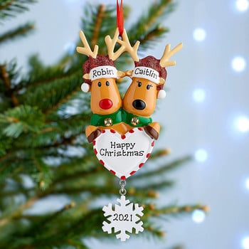 DIY Γράψτε Όνομα Personalized Resin Reindeer Family 2022 Χριστουγεννιάτικα στολίδια για Χριστουγεννιάτικα μενταγιόν κρεμαστά στο σπίτι Πρωτοχρονιά 2023