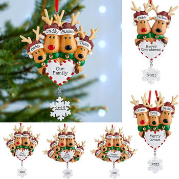 DIY Γράψτε Όνομα Personalized Resin Reindeer Family 2022 Χριστουγεννιάτικα στολίδια για Χριστουγεννιάτικα μενταγιόν κρεμαστά στο σπίτι Πρωτοχρονιά 2023