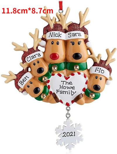DIY Γράψτε Όνομα Personalized Resin Reindeer Family 2022 Χριστουγεννιάτικα στολίδια για Χριστουγεννιάτικα μενταγιόν κρεμαστά στο σπίτι Πρωτοχρονιά 2023