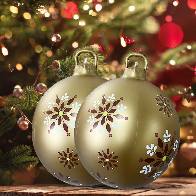 Коледна украса PVC надуваема декорирана топка Орнаменти 60 см Голяма коледна топка за декорация за тревна веранда на външния двор