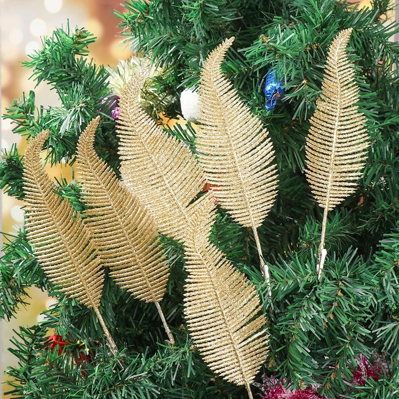 6 бр. Щипка за декорация на коледно дърво Орнамент с блестящи перца с перо 22 см. Скоба с щипка с перце с блестящи дрънкулки