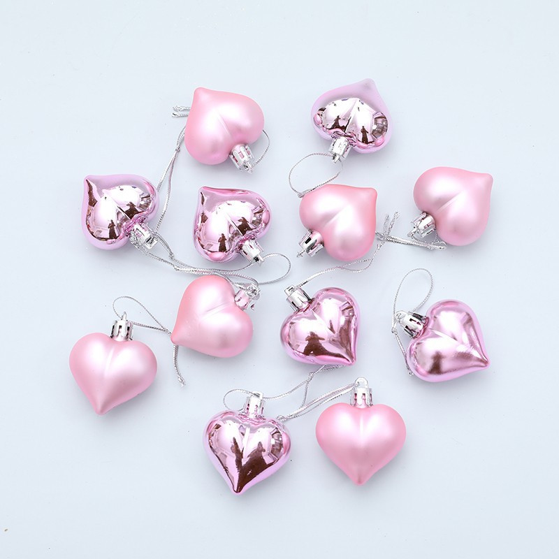 12/24 бр. Висящи орнаменти във формата на сърце Червени сърца, пластмасови висулки за Деня на Свети Валентин, Сватба, Коледа, Декор за годишнина