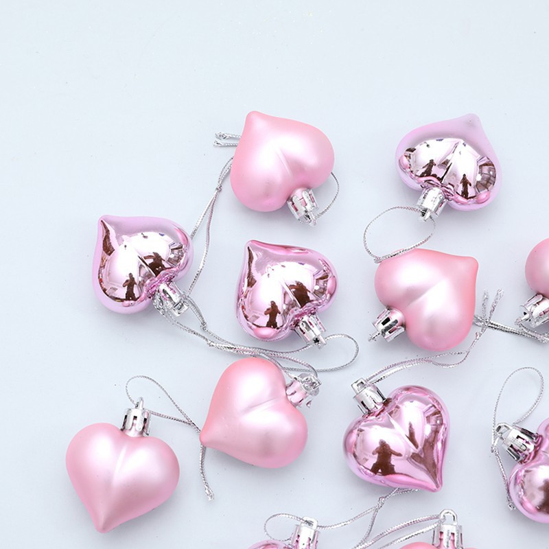 12/24 бр. Висящи орнаменти във формата на сърце Червени сърца, пластмасови висулки за Деня на Свети Валентин, Сватба, Коледа, Декор за годишнина