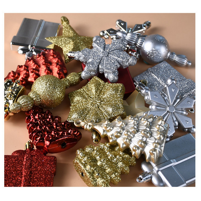 6 бр./Опаковка Изящни звезди с висулка Коледна елха Висящи декорации Коледен орнамент Преносим орнамент