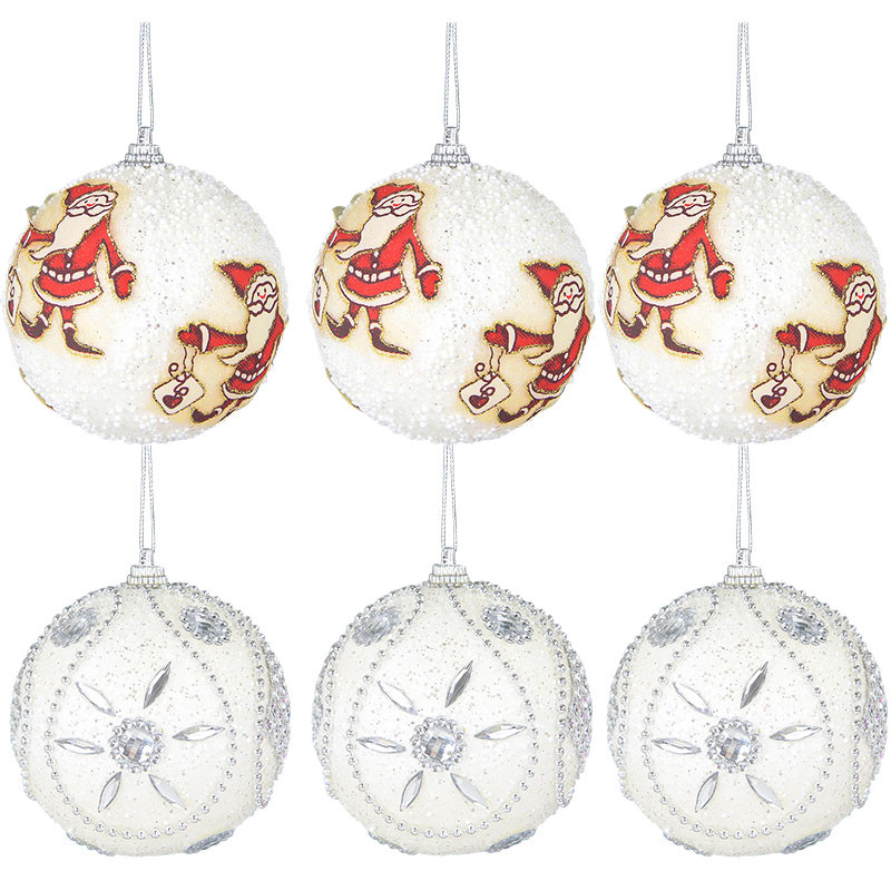 2/1 бр. 8 см бели коледни топки Орнамент с блясък Коледна елха Висящи топки Висулки за дома Коледа 2023 Новогодишен декор Navidad