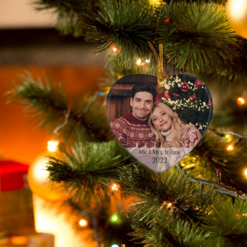 Χριστουγεννιάτικα στολίδια Προσαρμοσμένη φωτογραφία Στολίδι Προσωποποιημένα δώρα Φωτογραφία Στολίδια Πρώτη Χριστουγεννιάτικη Οικογενειακή φωτογραφία πορτραίτου ζευγαριού